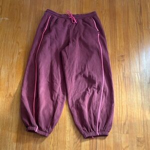 Women’s Maroon Barrel Sweatpants with Hot Pink Accents